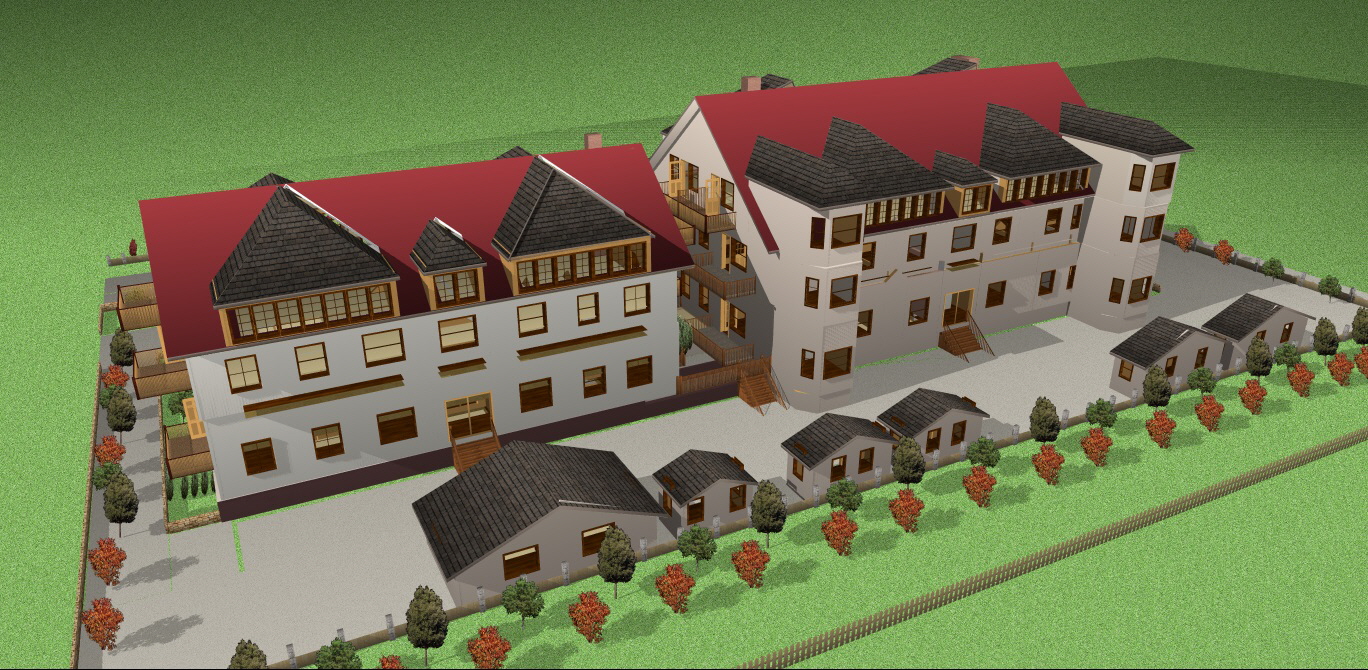 KME 11 mit Fahrstuhl im Haus & Haus 2    LUFTAUFNAHME vom WESTERTURM